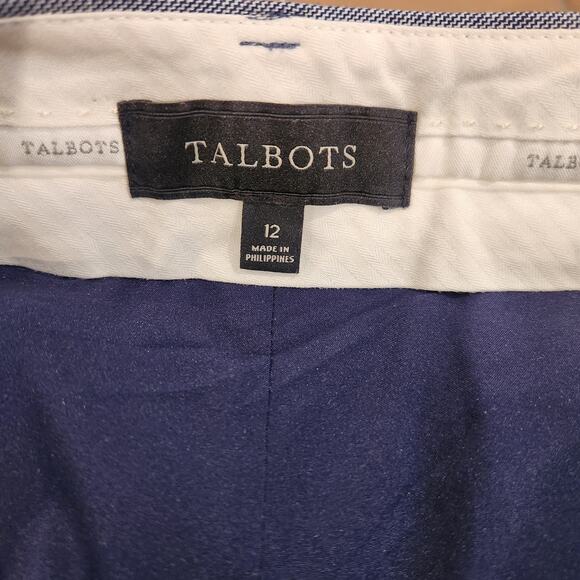 Talbots Womens Blue Tailored Sharkskin Blazer Bootcut Pants Suit Size 12/14 - Picture 10 of 16